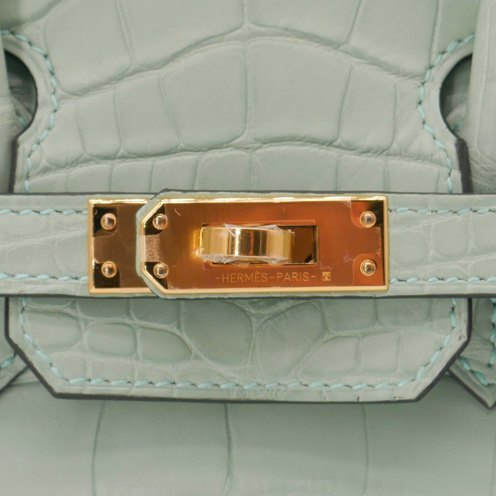 Hermès 25cm Birkin Vert d'Eau Matte Alligator Gold Hardware