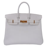 Herm�s 25cm Birkin White Epsom Leather Gold Hardware