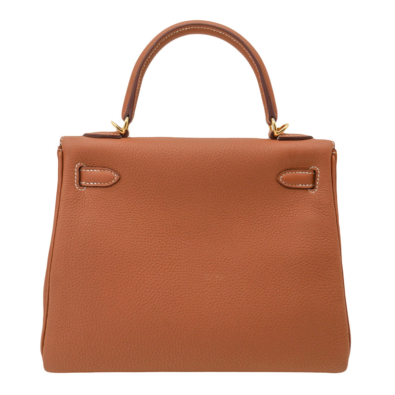 Hermès 25cm Kelly Retourne Gold Togo Leather Gold Hardware