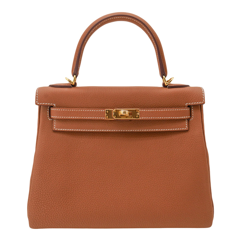 Herm�s 25cm Kelly Retourne Gold Togo Leather Gold Hardware