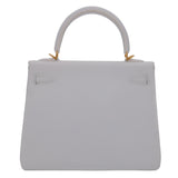 Herm�s 25cm Kelly Retourne White Epsom Leather Gold Hardware