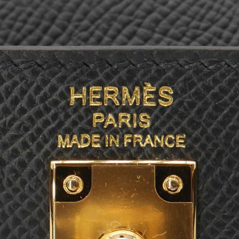 Herm�s 25cm Kelly Sellier Black Epsom Leather Gold Hardware