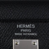 Herm�s 25cm Kelly Sellier Black Epsom Leather Palladium Hardware