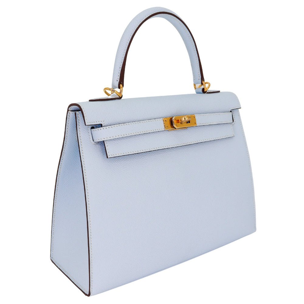 Porte-clés Hermès Béarn En Cuir Chevre Bleu Brume - Occasion Très Bon état, étui U