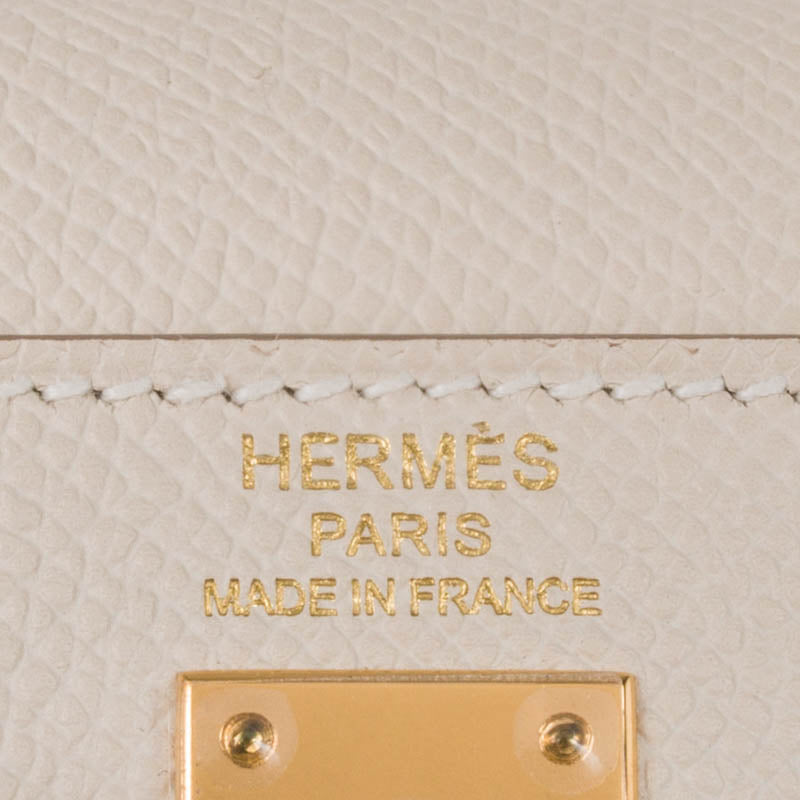 Herm�s 25cm Kelly Sellier Craie Epsom Leather Gold Hardware