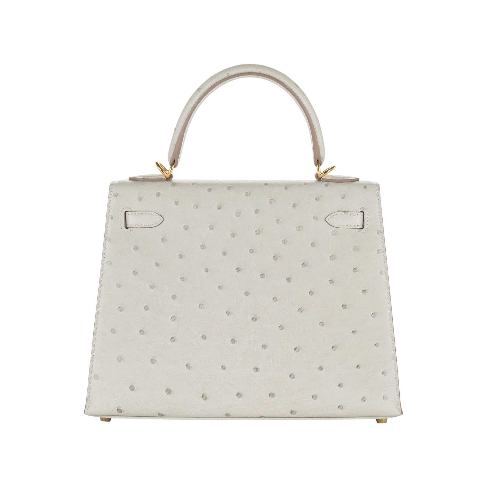 Hermès 25cm Kelly Sellier Gris Perle Ostrich Gold Hardware