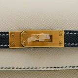 Herm�s 25cm Kelly Sellier HSS Black/Nata Epsom Leather Brushed Gold Hardware
