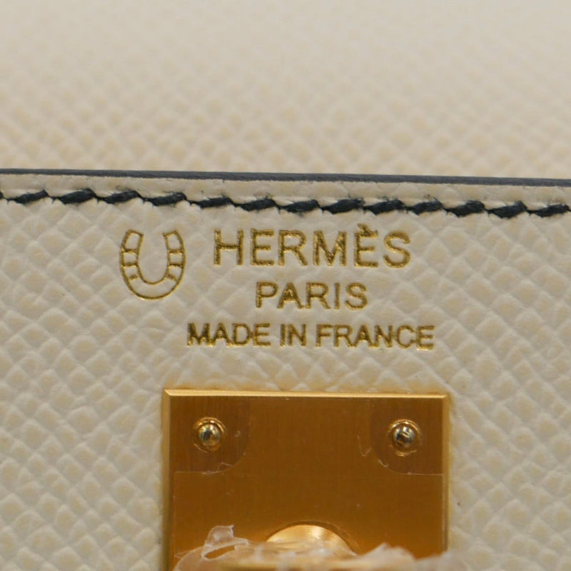 Herm�s 25cm Kelly Sellier HSS Black/Nata Epsom Leather Brushed Gold Hardware