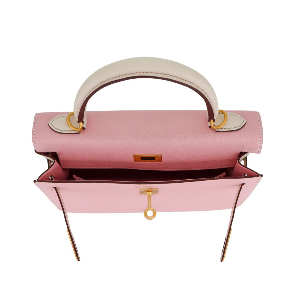 Hermès 25cm Kelly Sellier HSS Rose Sakura/ Nata Chevre Leather