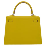 Herm�s 25cm Kelly Sellier Lime Epsom Leather Palladium Hardware