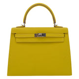 Herm�s 25cm Kelly Sellier Lime Epsom Leather Palladium Hardware