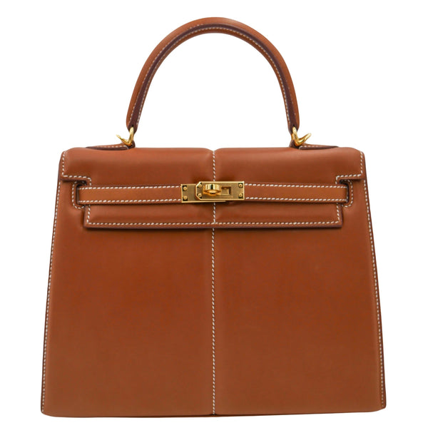 Herm�s 25cm Kelly Sellier Padded Fauve Barenia Leather Gold Hardware