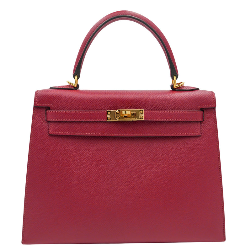 Herm�s 25cm Kelly Sellier Rouge Grenat Epsom Leather Gold Hardware