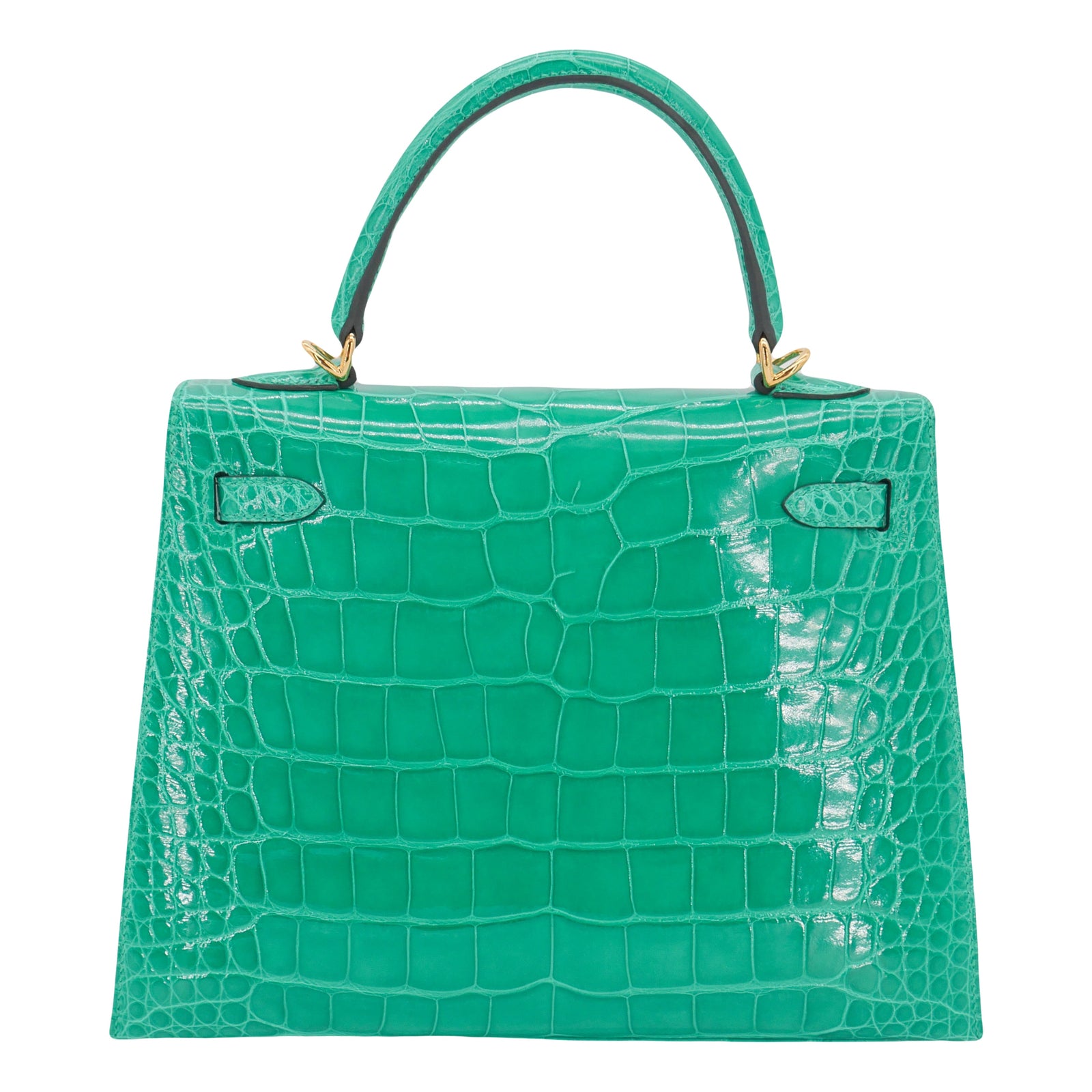 Hermès 25cm Kelly Sellier Vert Jade Shiny Alligator Gold Hardware