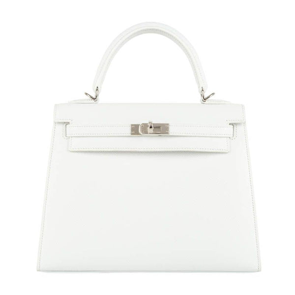 HERMES ホワイト シプレ Hermès 25cm Kelly Sellier White Epsom Leather Palladium Hardware