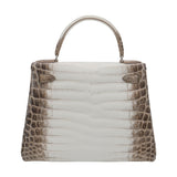 Herm�s 28cm Kelly Retourne Blanc Himalaya Matte Niloticus Crocodile Diamond Hardware