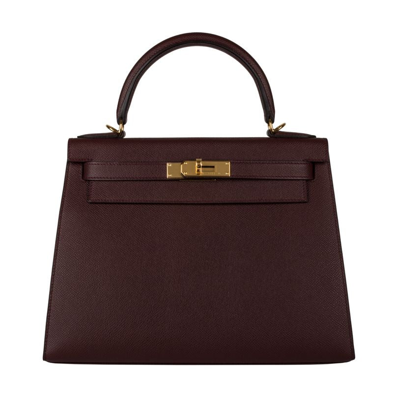 Herm�s 28cm Kelly Sellier Bordeaux Epsom Leather Gold Hardware