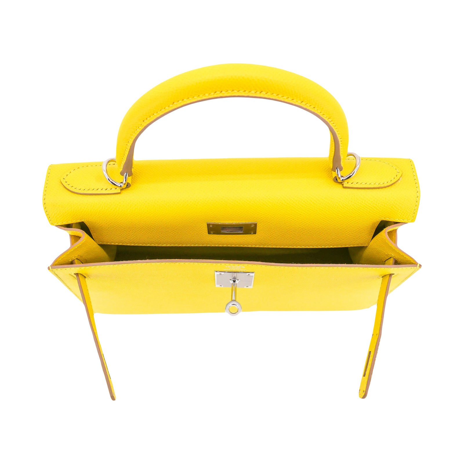 Hermès 28cm Kelly Sellier Lime Epsom Leather Palladium Hardware