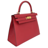 Herm�s 28cm Kelly Sellier Rouge Grenat Epsom Leather Gold Hardware