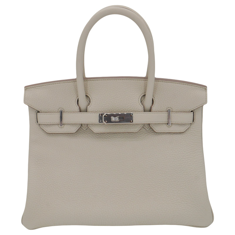 Herm�s 30cm Birkin Beton Clemence Leather Palladium Hardware