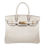 Herm�s 30cm Birkin Beton Matte Alligator Gold Hardware