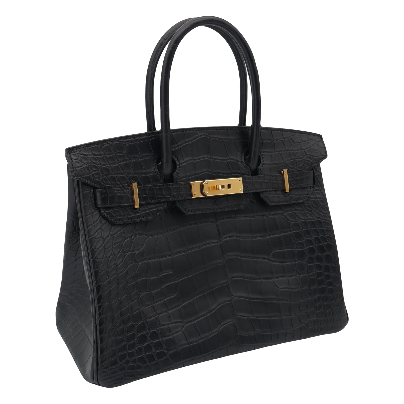 Hermès 30cm Birkin Black Matte Alligator Gold Hardware exclusive