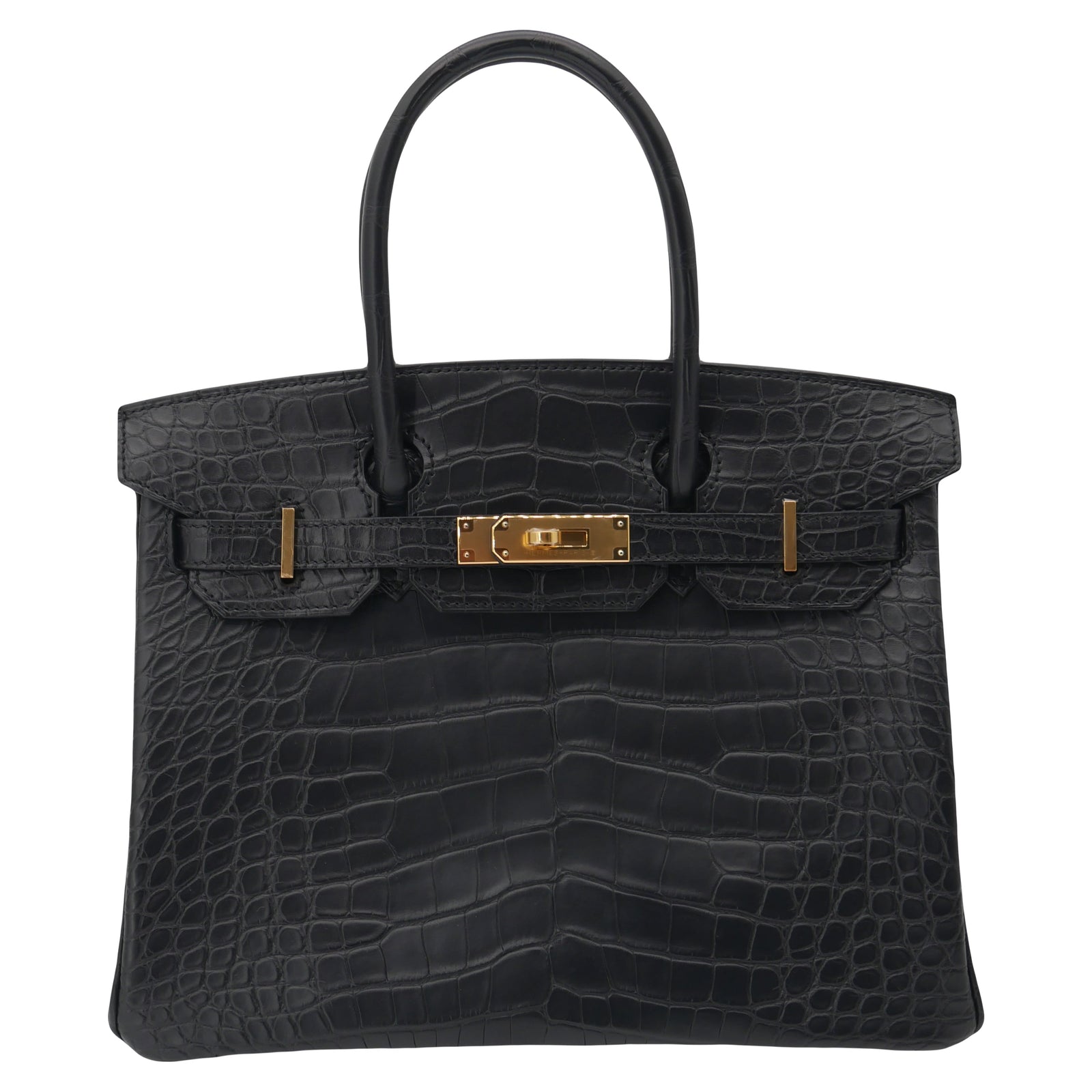 Hermès 30cm Birkin Black Matte Alligator Gold Hardware exclusive