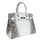 Herm�s 30cm Birkin Blanc Himalaya Matte Niloticus Crocodile Palladium Hardware