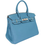 Herm√®s 30cm Birkin Bleu Jean Togo Leather Palladium Hardware