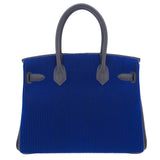 Herm�s 30cm Birkin Bleu Saphir C√¥te √† C√¥te Tuffetage Caban Swift Leather Palladium Hardware