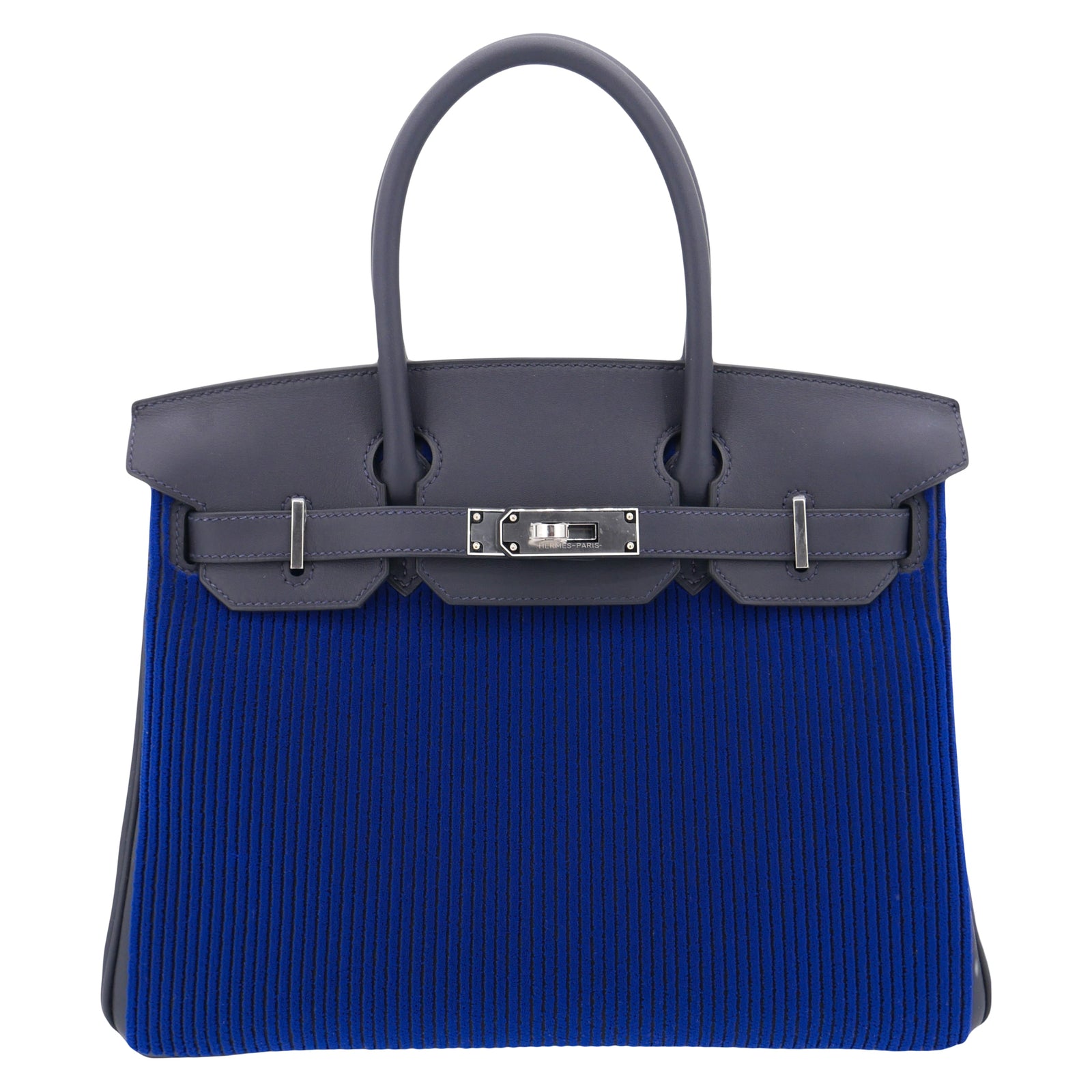 Hermès 30cm Birkin Bleu Saphir C√¥te √† C√¥te Tuffetage Caban