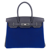 Herm�s 30cm Birkin Bleu Saphir C√¥te √† C√¥te Tuffetage Caban Swift Leather Palladium Hardware