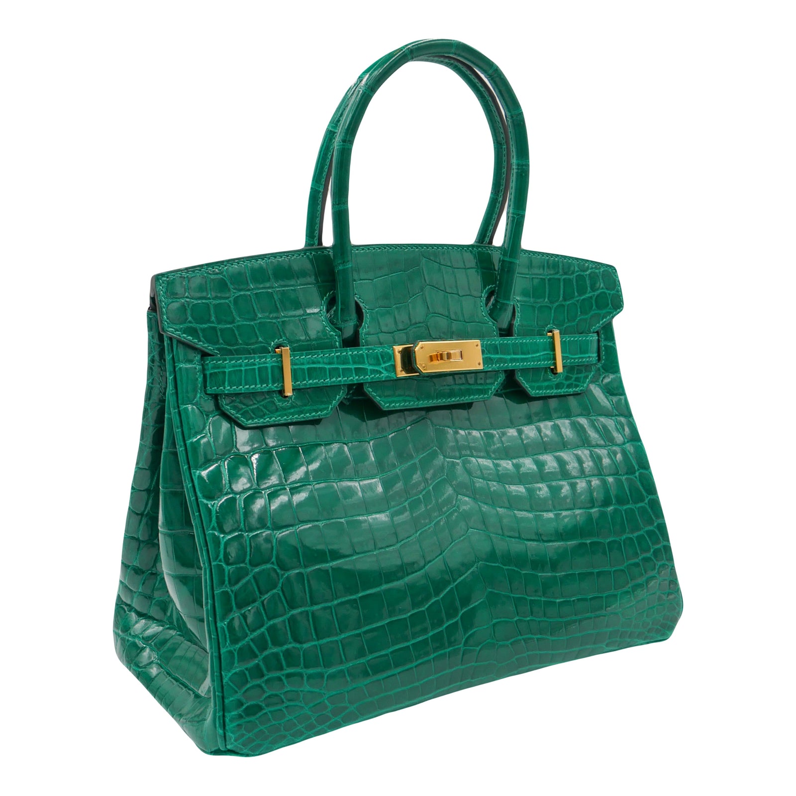 Hermès 30cm Birkin Emerald Shiny Niloticus Gold Hardware exclusive