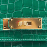 Herm�s 30cm Birkin Emerald Shiny Niloticus Gold Hardware