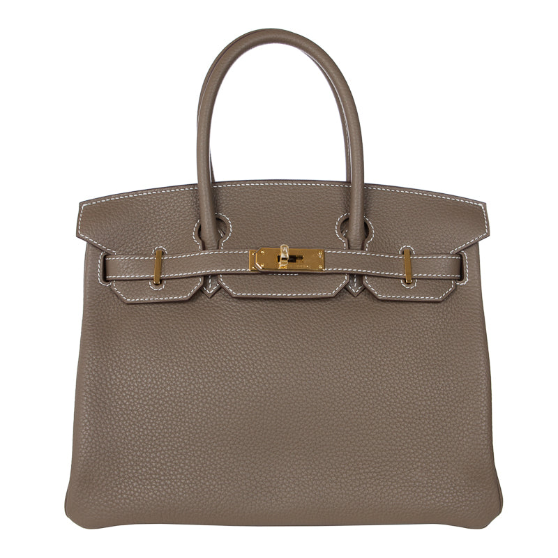 Herm�s 30cm Birkin Etoupe Clemence Leather Gold Hardware