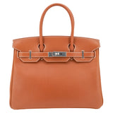 Herm�s 30cm Birkin Fauve Barenia Leather Palladium Hardware