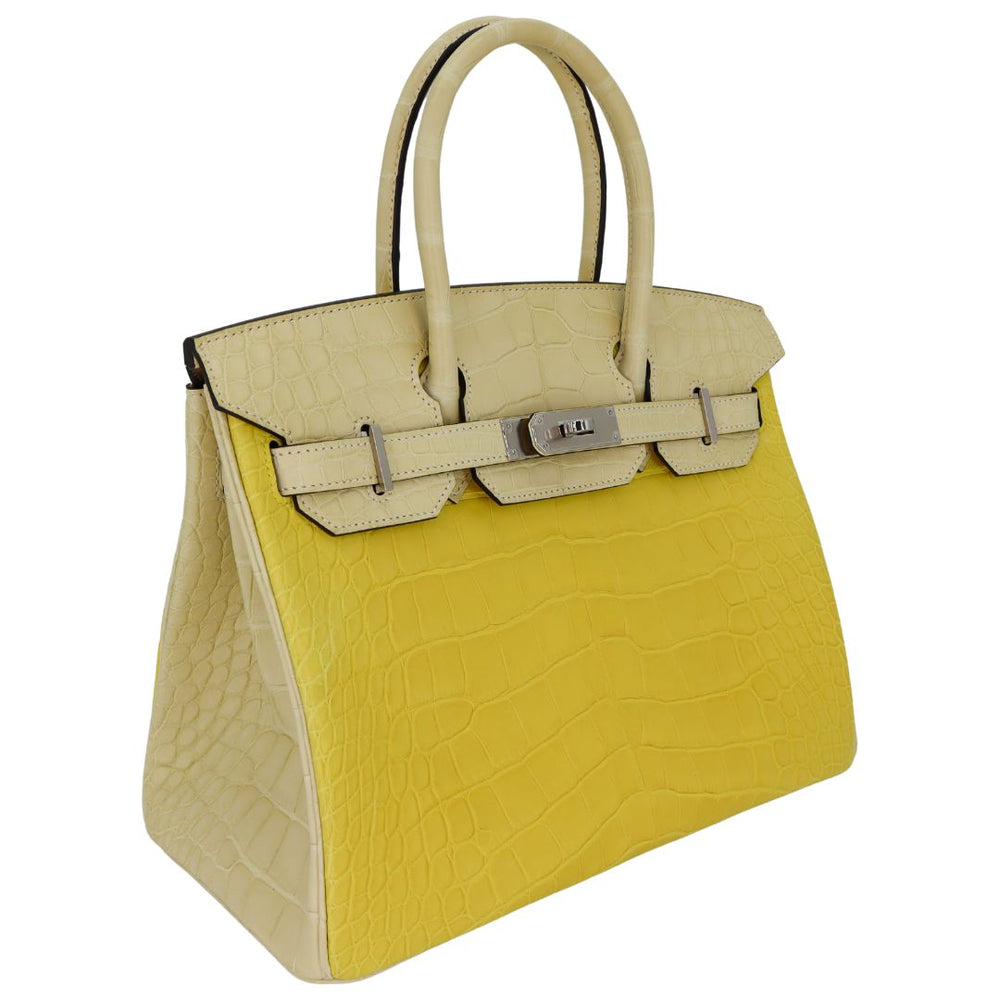 Hermès 30cm Birkin HSS Vanille/ Mimosa Matte Alligator Palladium