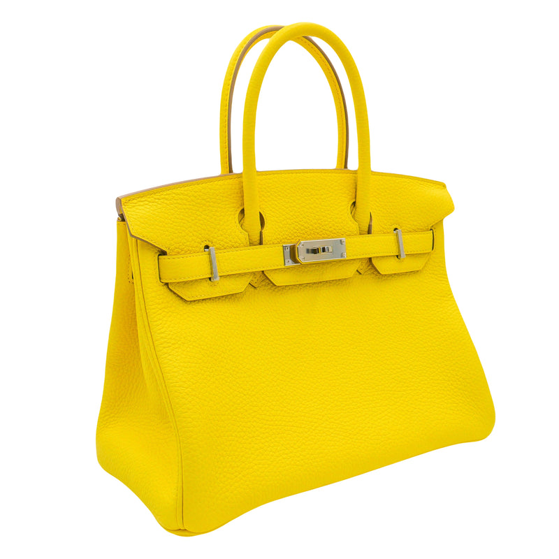 Herm�s 30cm Birkin Lime Clemence Leather Palladium Hardware