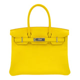 Herm�s 30cm Birkin Lime Clemence Leather Palladium Hardware