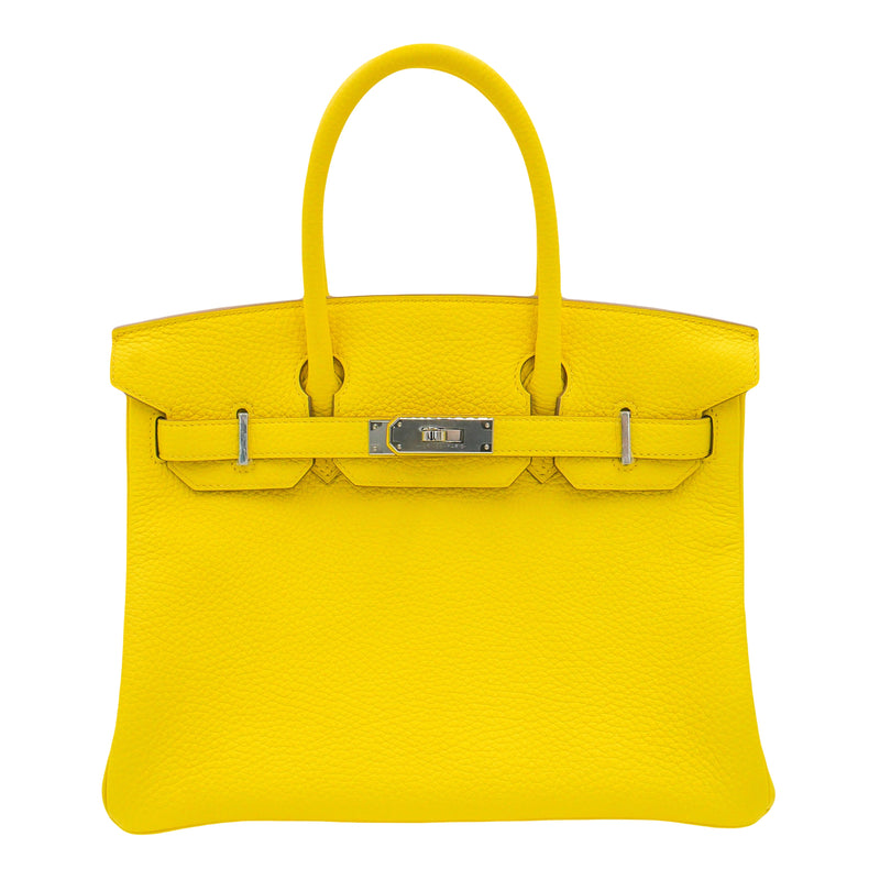 Herm�s 30cm Birkin Lime Clemence Leather Palladium Hardware