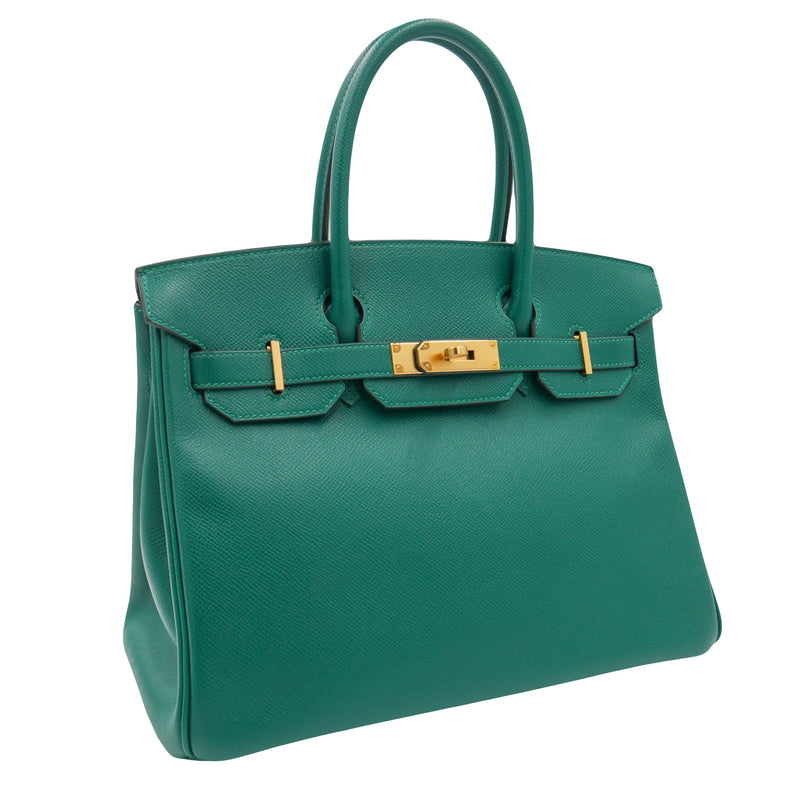 Herm�s 30cm Birkin Malachite Epsom Leather Gold Hardware