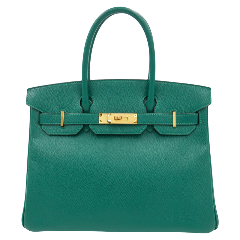 Herm�s 30cm Birkin Malachite Epsom Leather Gold Hardware