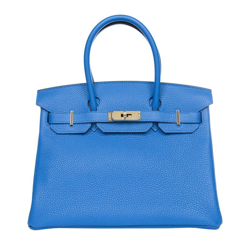 Herm�s 30cm Birkin Mykonos Clemence Leather Palladium Hardware