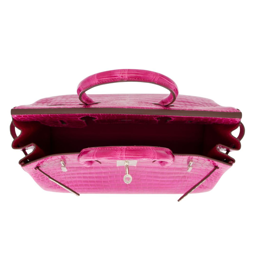 Hermès 30cm Birkin Rose Scheherazade Porosus Crocodile Palladium