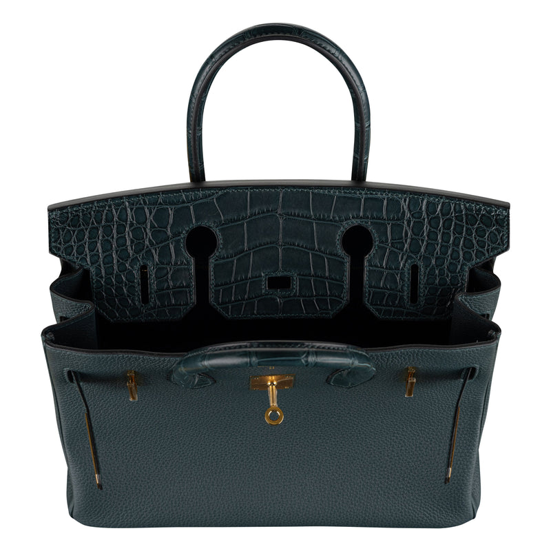 Herm�s 30cm Birkin Touch Vert Cypress Togo Leather Gold Hardware