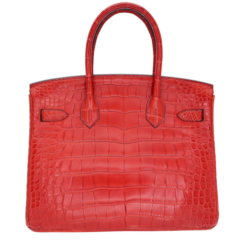 Hermès 30cm Birkin Verso Rouge H/Orange Poppy Matte Alligator Gold