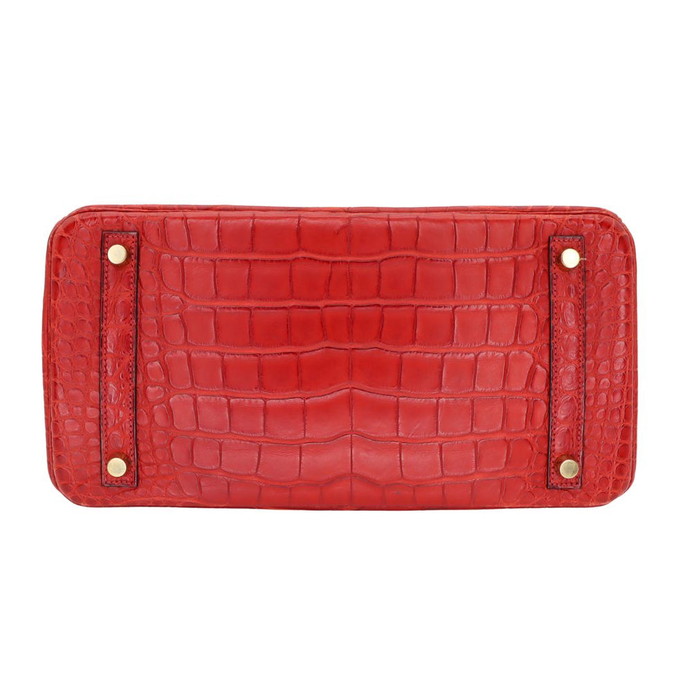 Hermès 30cm Birkin Verso Rouge H/Orange Poppy Matte Alligator Gold