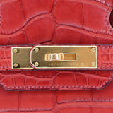 Herm�s 30cm Birkin Verso Rouge H/Orange Poppy Matte Alligator Gold Hardware