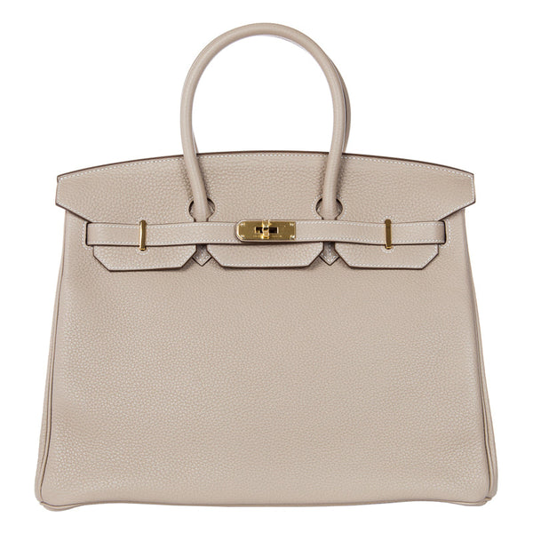 Hermès 35cm Birkin Argile Clemence GHW exclusive at Privé Porter