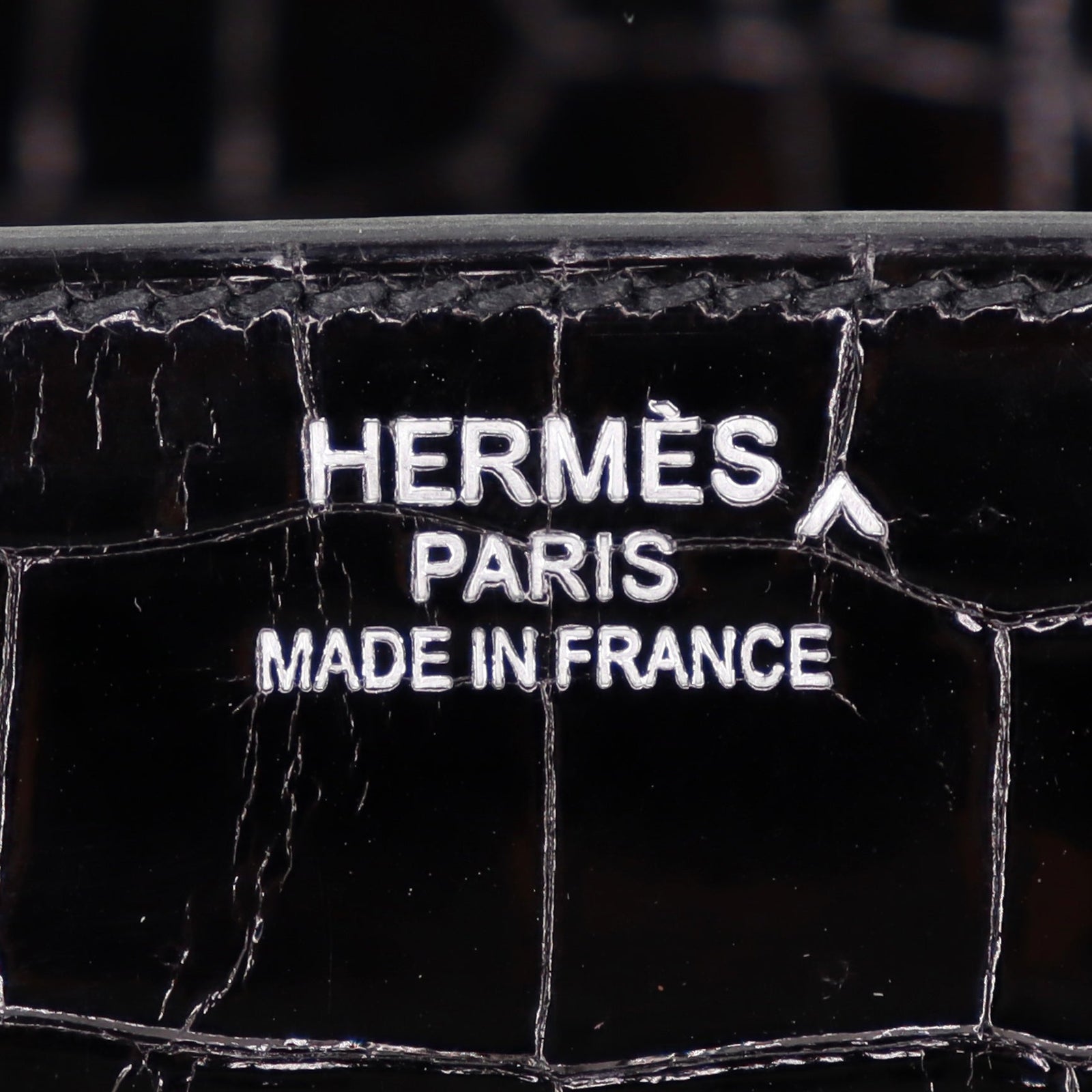 Hermès 35cm Birkin Black Shiny Porosus Crocodile White Gold